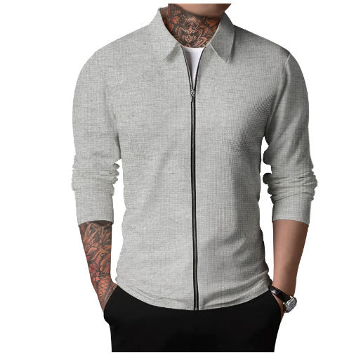 Waffle Style Zipped Lapel Track Tops