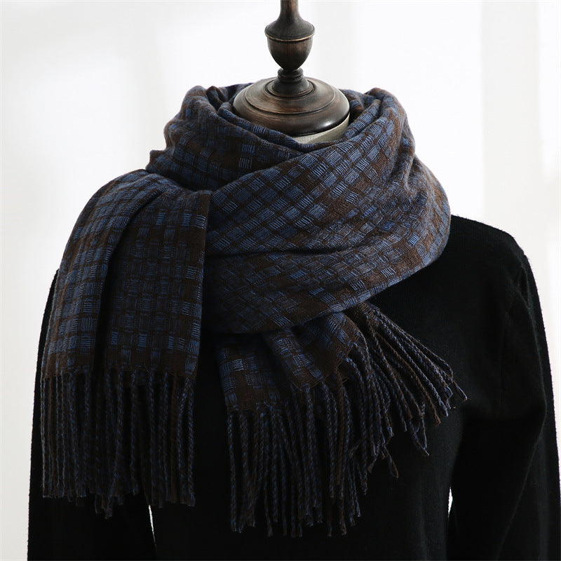 Women's Warm Tassel Plaid Cashmere Scarves