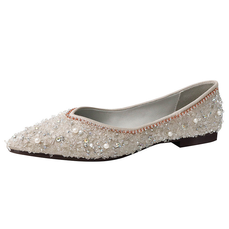 Rhinestone Pointed Soft Sole Ballet Flats