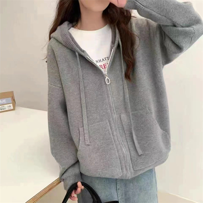 Women's Thick Knitted Zipped Hoodies
