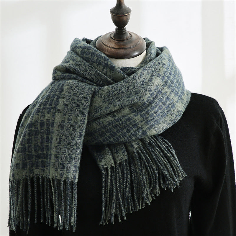 Women's Warm Tassel Plaid Cashmere Scarves