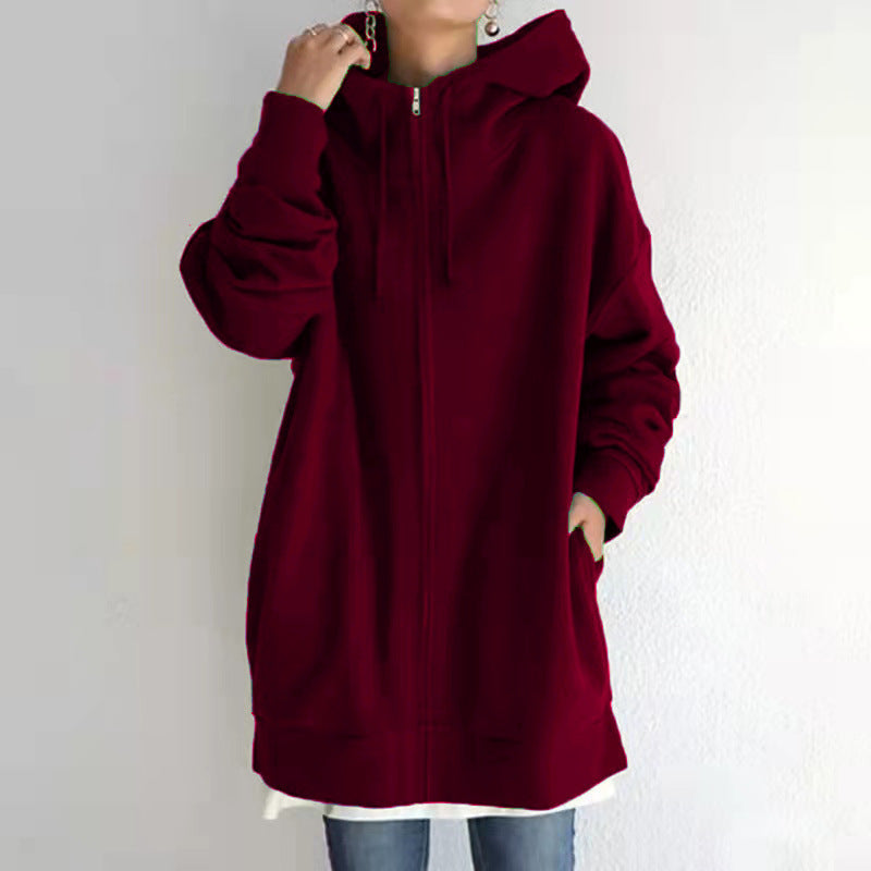 Women's Fuzzy Long Pullover Zipped Hoodies