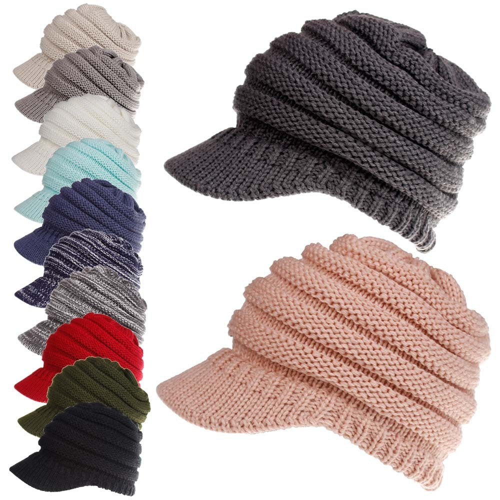 Ponytail Soft Knitting Beanie Cap Hats