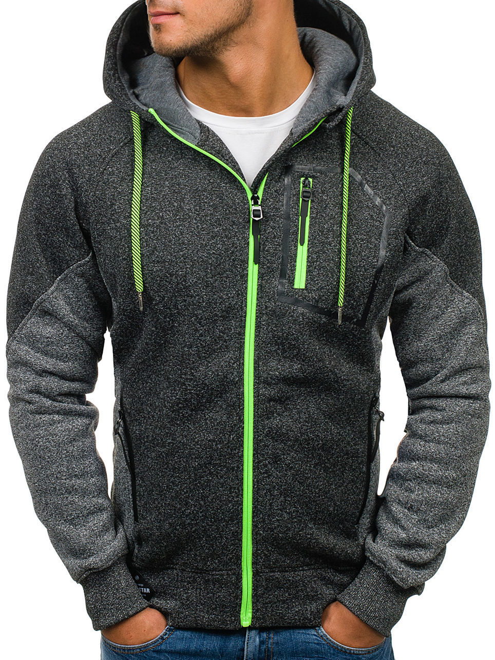 Paneling Long Sleeve Hoodie Jacket