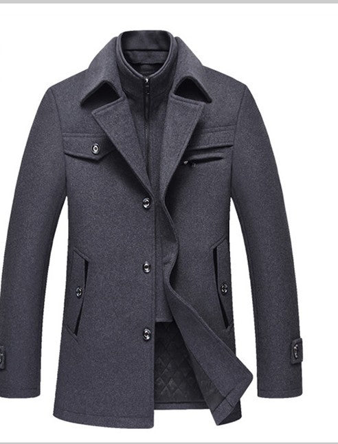 Woollen Slim Fit Detachable Collar Trench Coats