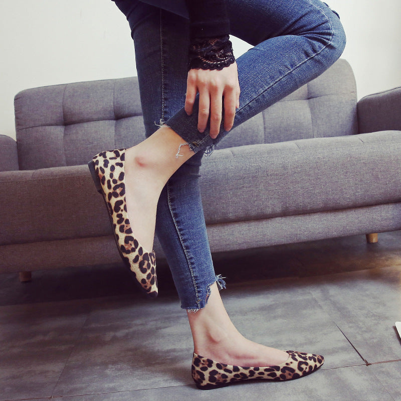 Leopard-Print Pointed Ballet Flats