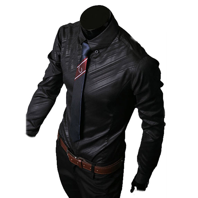 Dark Pattern Twill Long Sleeve Shirts