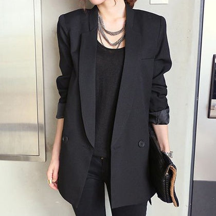 Asymmetrical Feminino Notched Collar Long Blazer