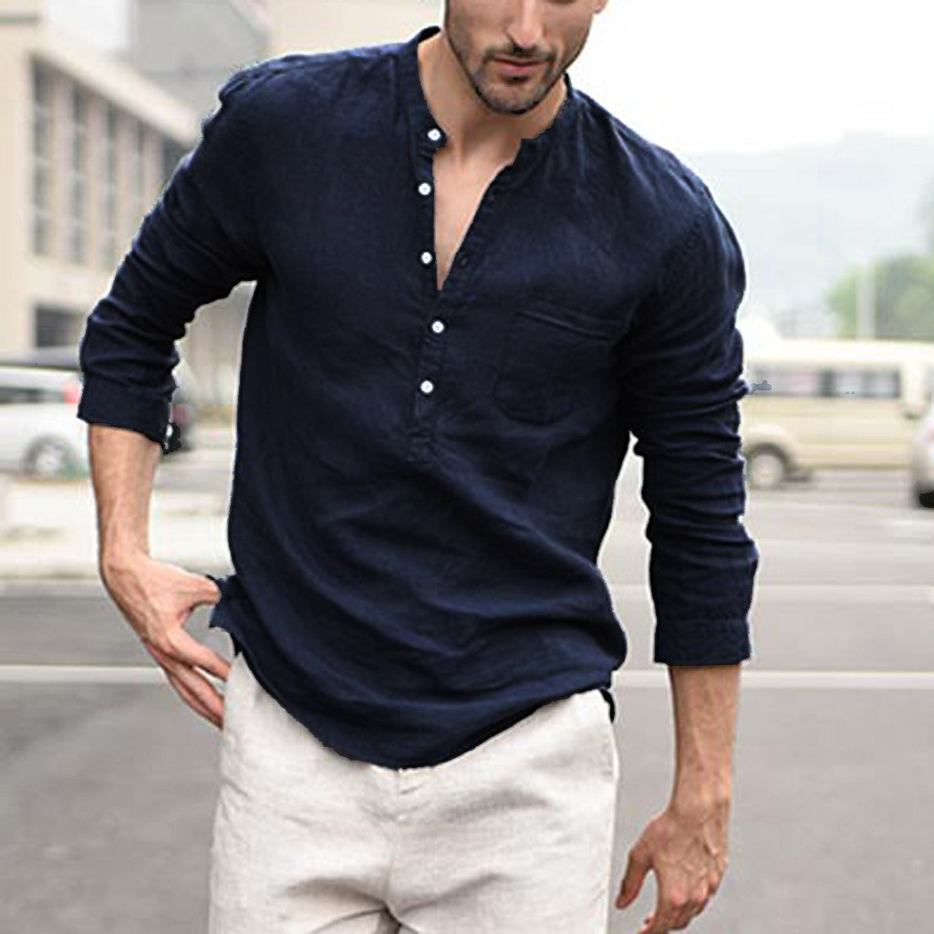 Half Button Long Sleeve Shirts