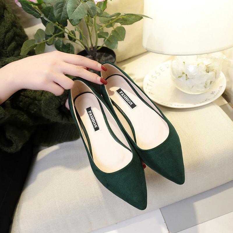 Fashion Suede Pointed Slip On Ballet Flats