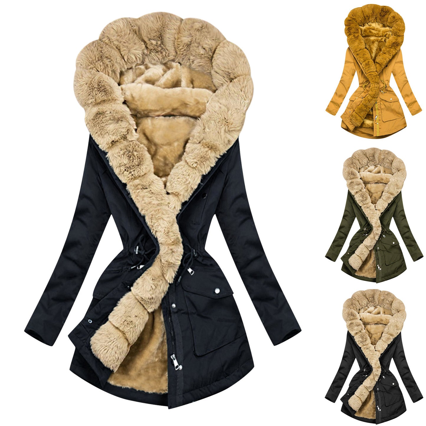 Women's Thermal Fur Collar Hooded Coats