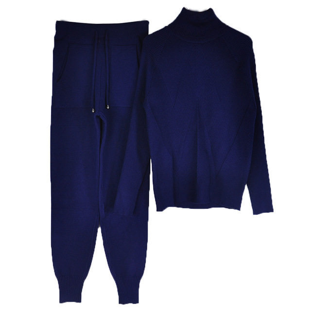 Solid Color Striped Knitted Suits