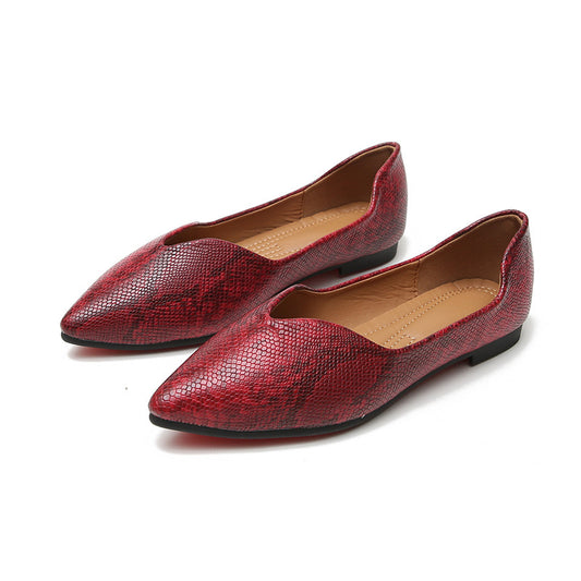 Serpentine Pointed Print Ballet Flats