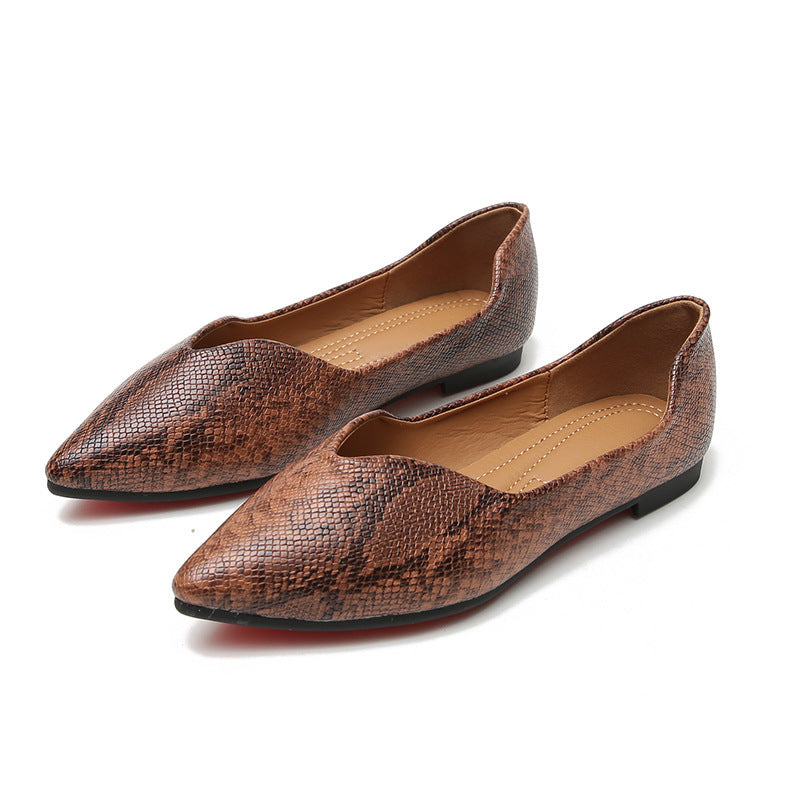 Serpentine Pointed Print Ballet Flats
