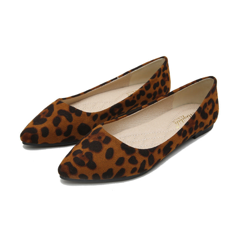Leopard-Print Pointed Ballet Flats