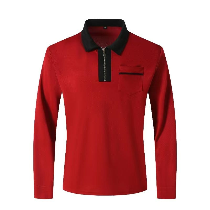 Henley Polo Zipper Long Sleeve Shirts
