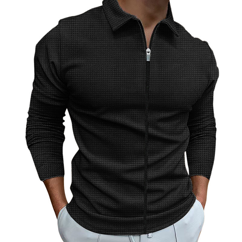 Waffle Style Zipped Lapel Track Tops