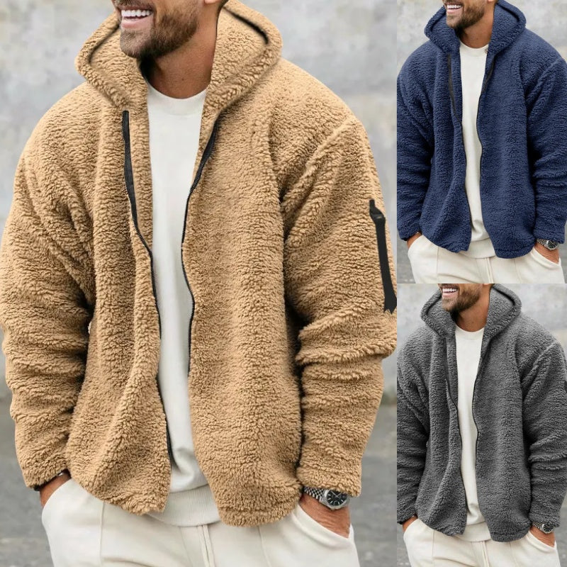 Plush Hooded Double Sided Fleece Jacket