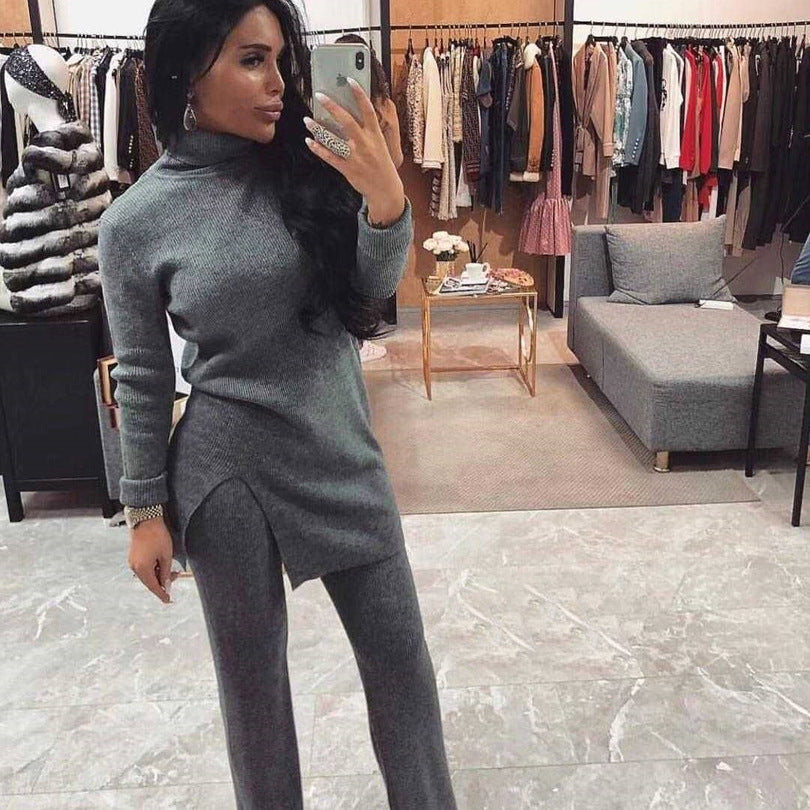 Women's Solid Color Knitted Suits