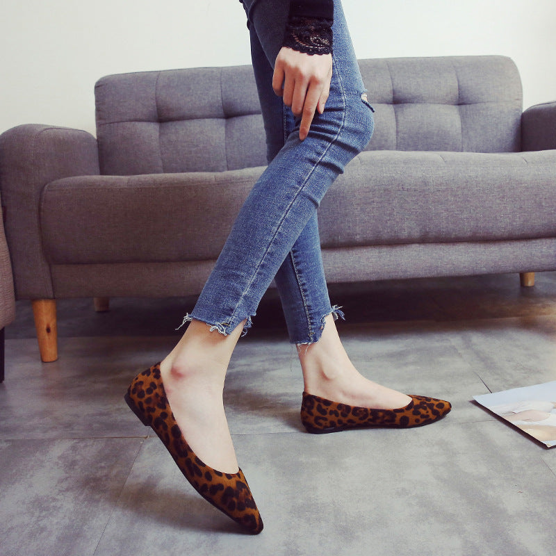 Leopard-Print Pointed Ballet Flats