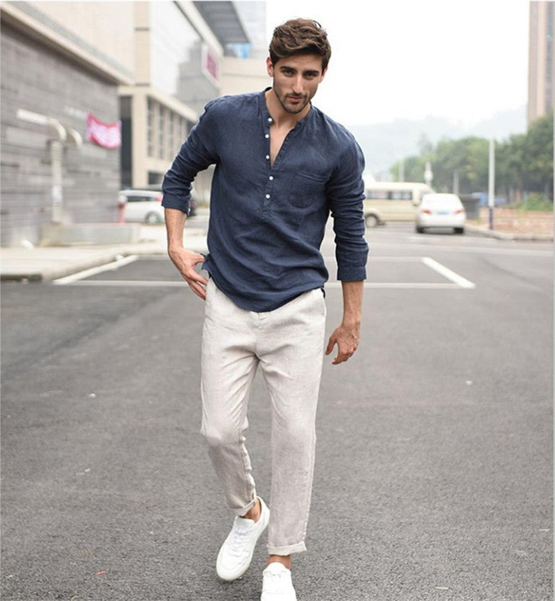 Half Button Long Sleeve Shirts