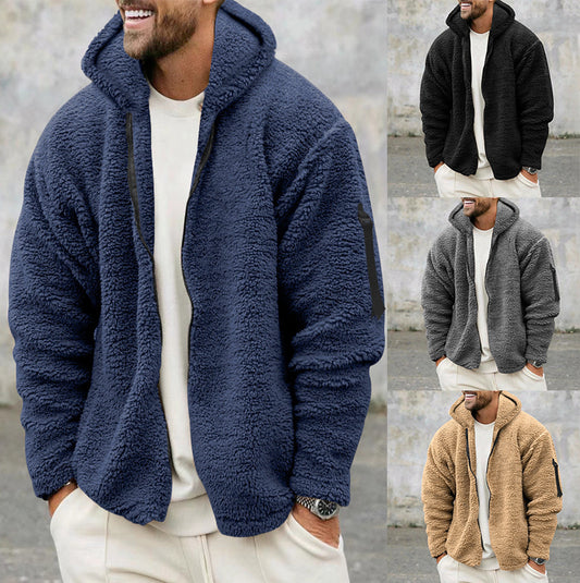 Plush Hooded Double Sided Fleece Jacket