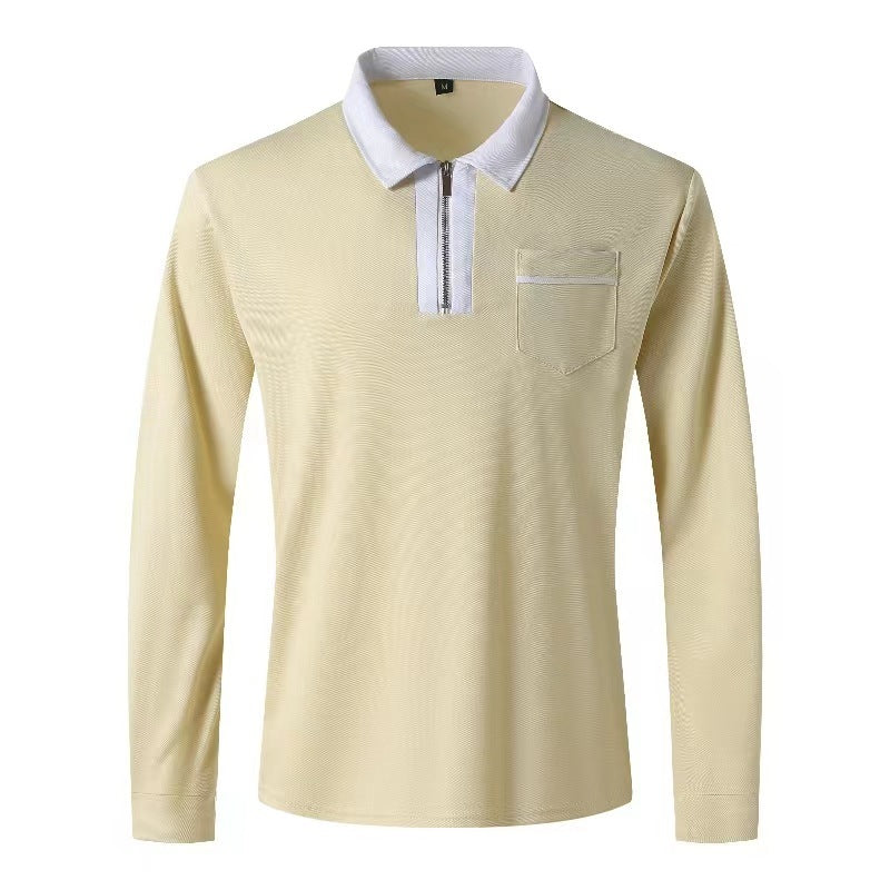 Henley Polo Zipper Long Sleeve Shirts