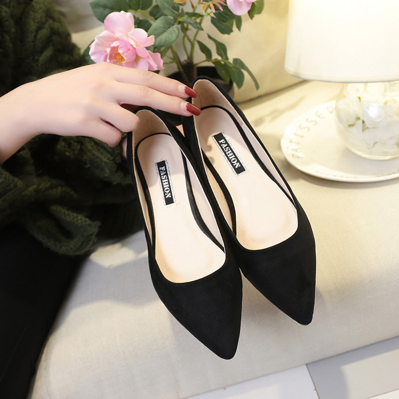 Fashion Suede Pointed Slip On Ballet Flats