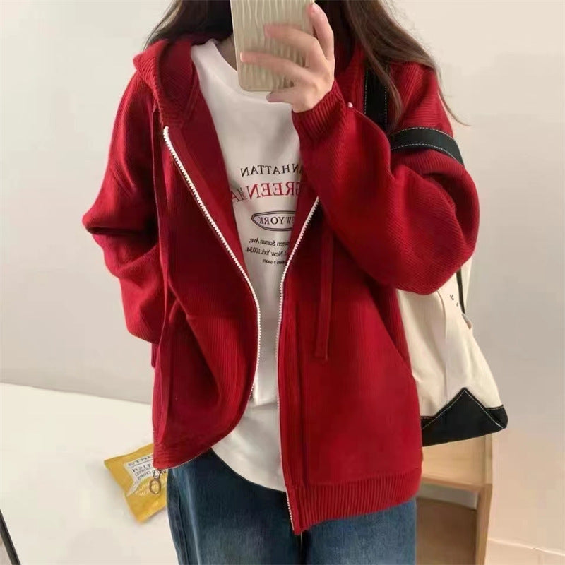 Women's Thick Knitted Zipped Hoodies