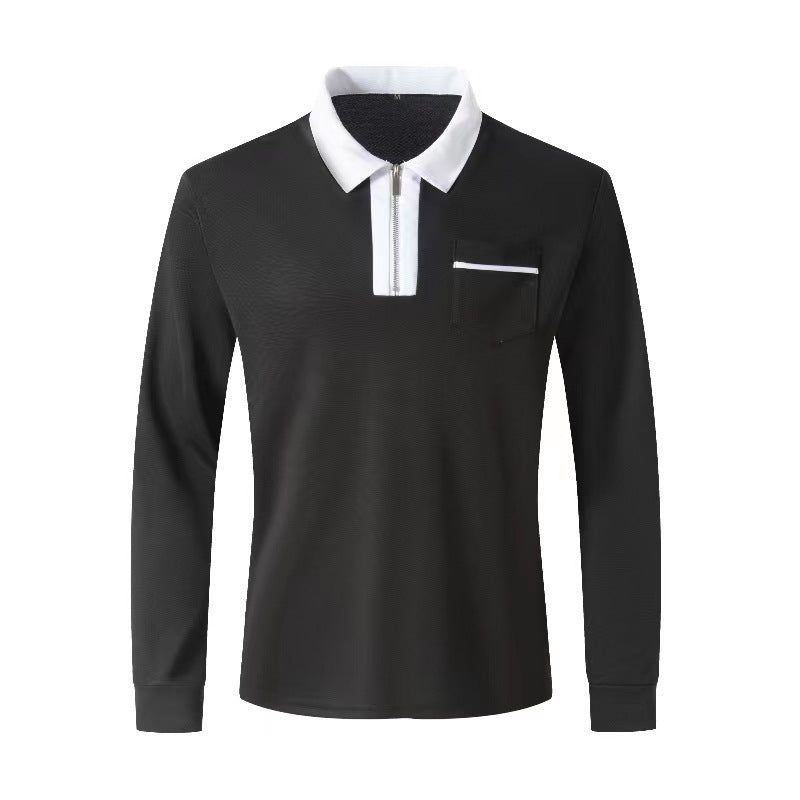 Henley Polo Zipper Long Sleeve Shirts