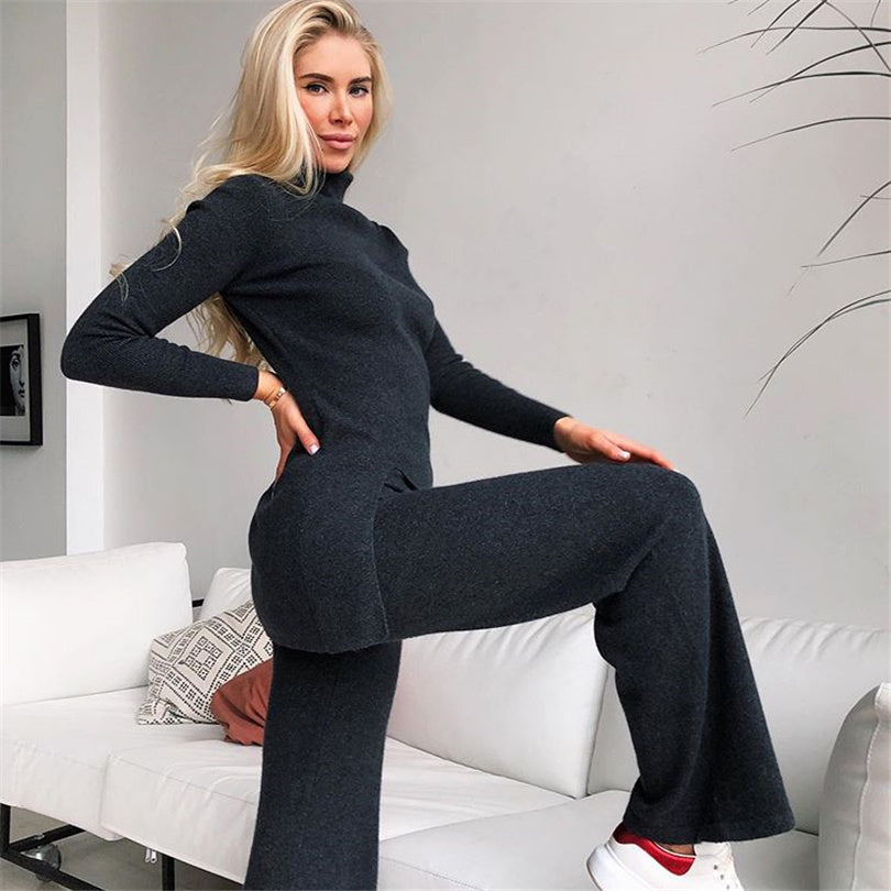 Women's Solid Color Knitted Suits