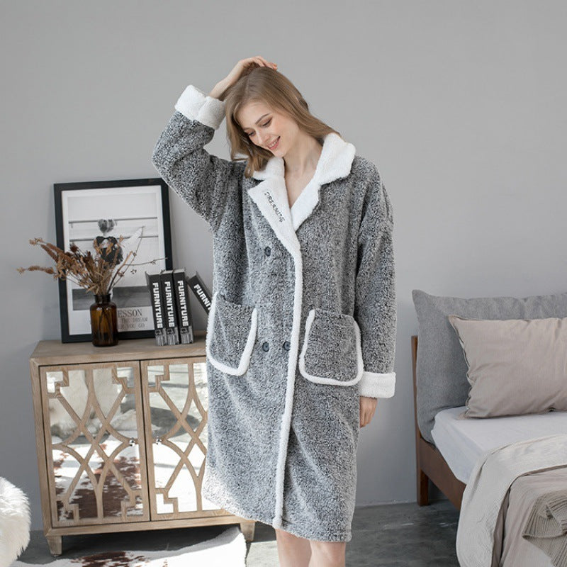 Men's And Women's Plush Thickened Bathrobes/Pyjamas
