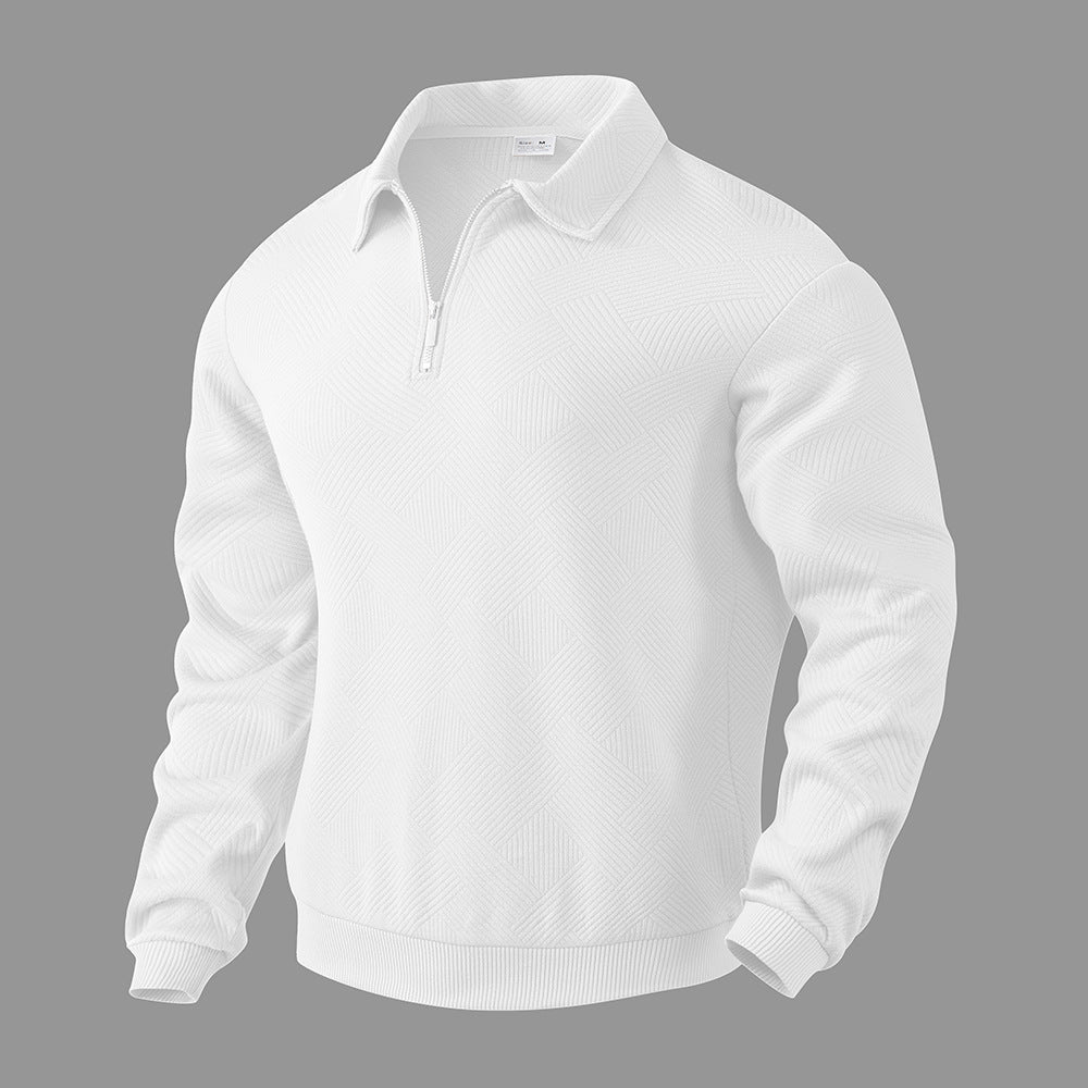 Lapel Jacquard Half-zipper Sweatshirts