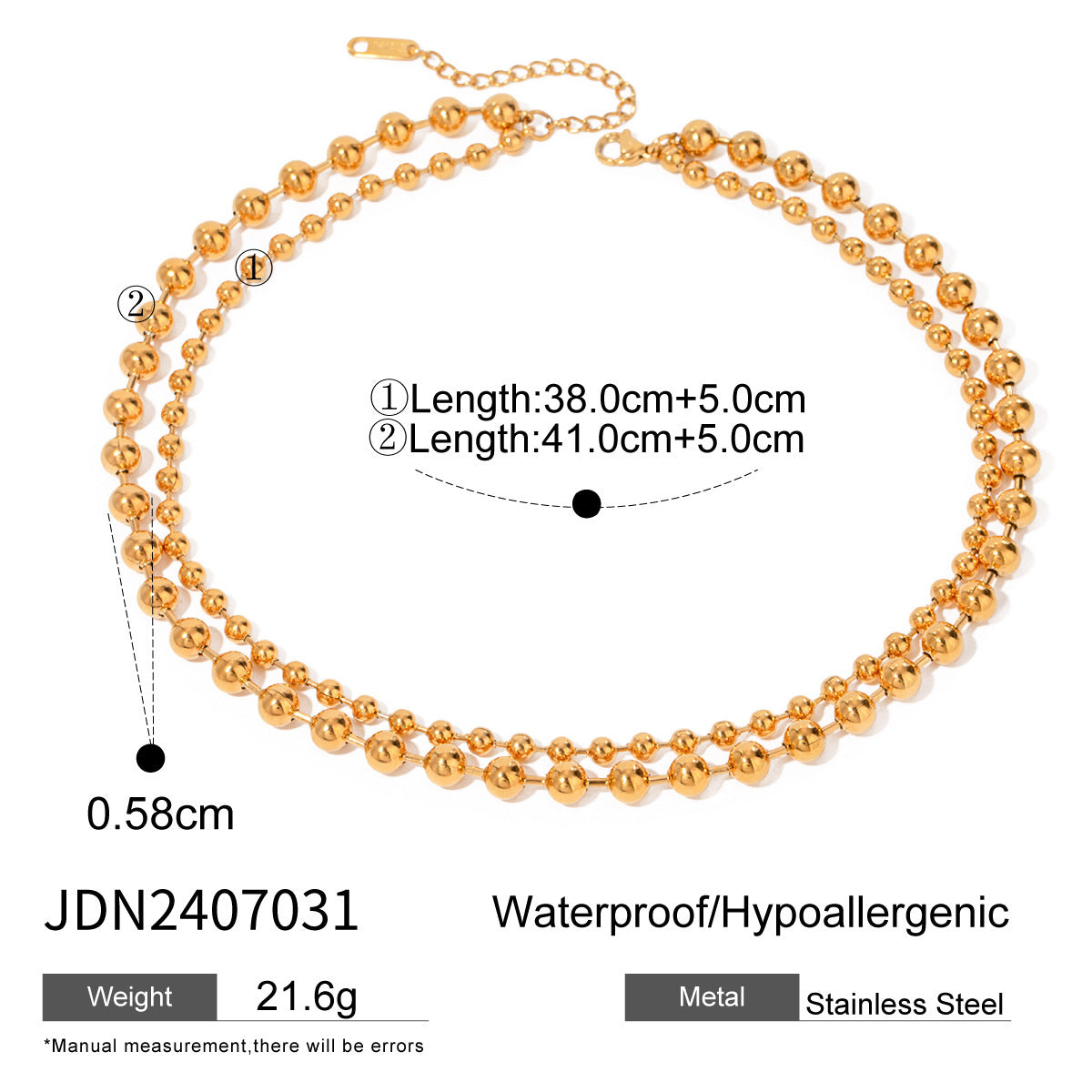 18k Golden Clavicle Beaded Love Necklace