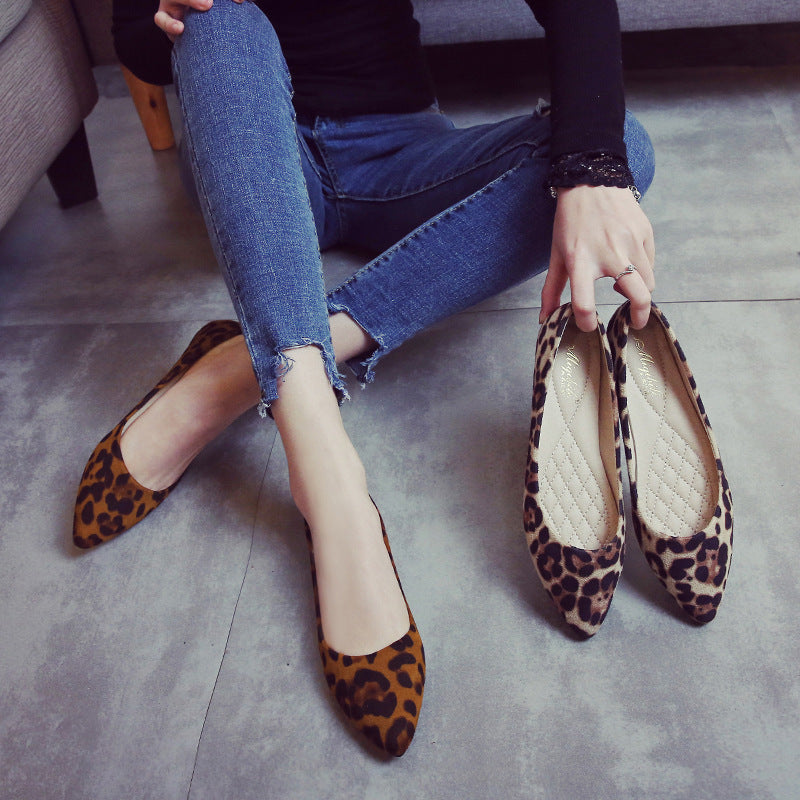 Leopard-Print Pointed Ballet Flats