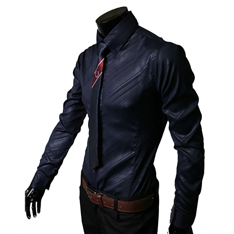 Dark Pattern Twill Long Sleeve Shirts