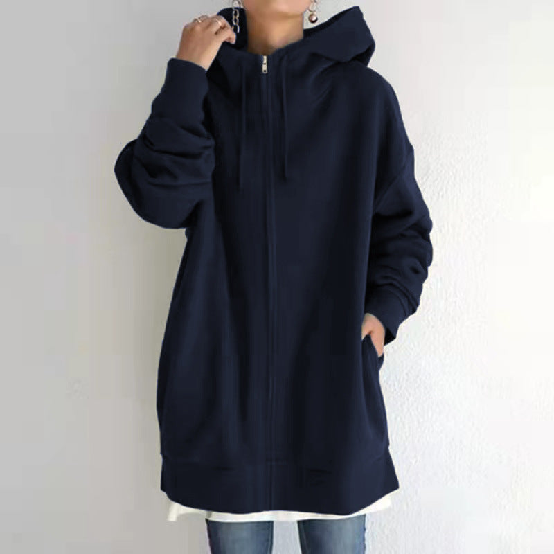 Women's Fuzzy Long Pullover Zipped Hoodies
