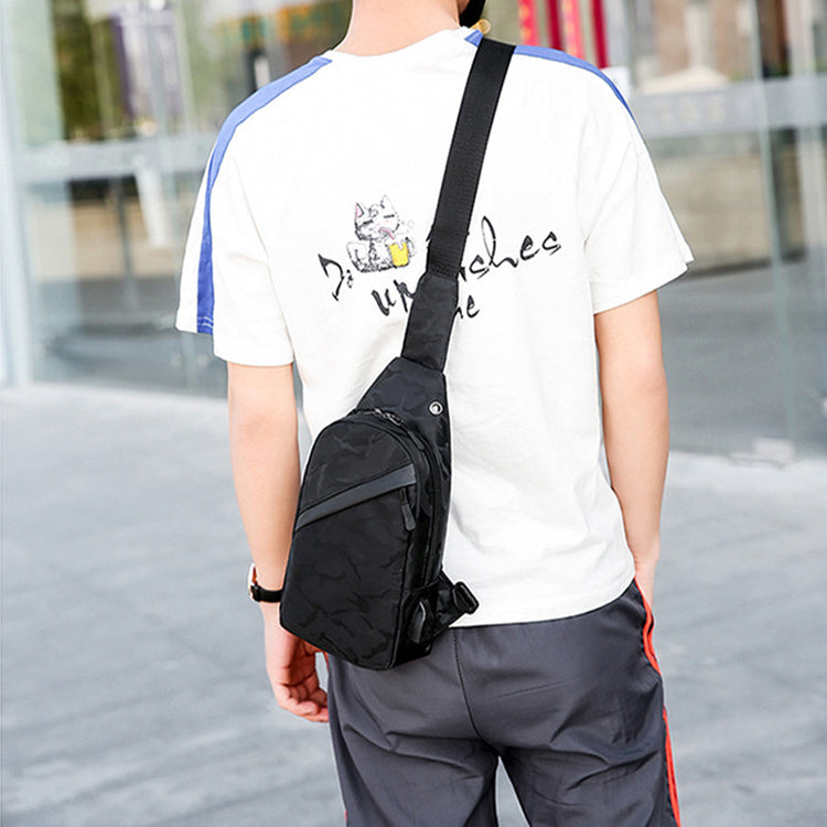 Camouflage Chest Crossbody Bag With Headphone Hole