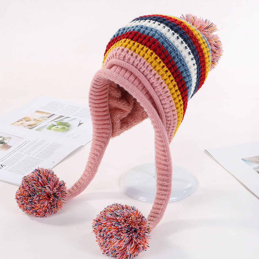 Two Layered Earflap Fleece Beanie Hats