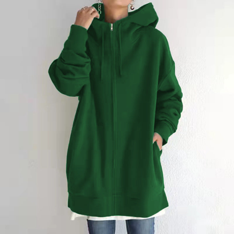 Women's Fuzzy Long Pullover Zipped Hoodies