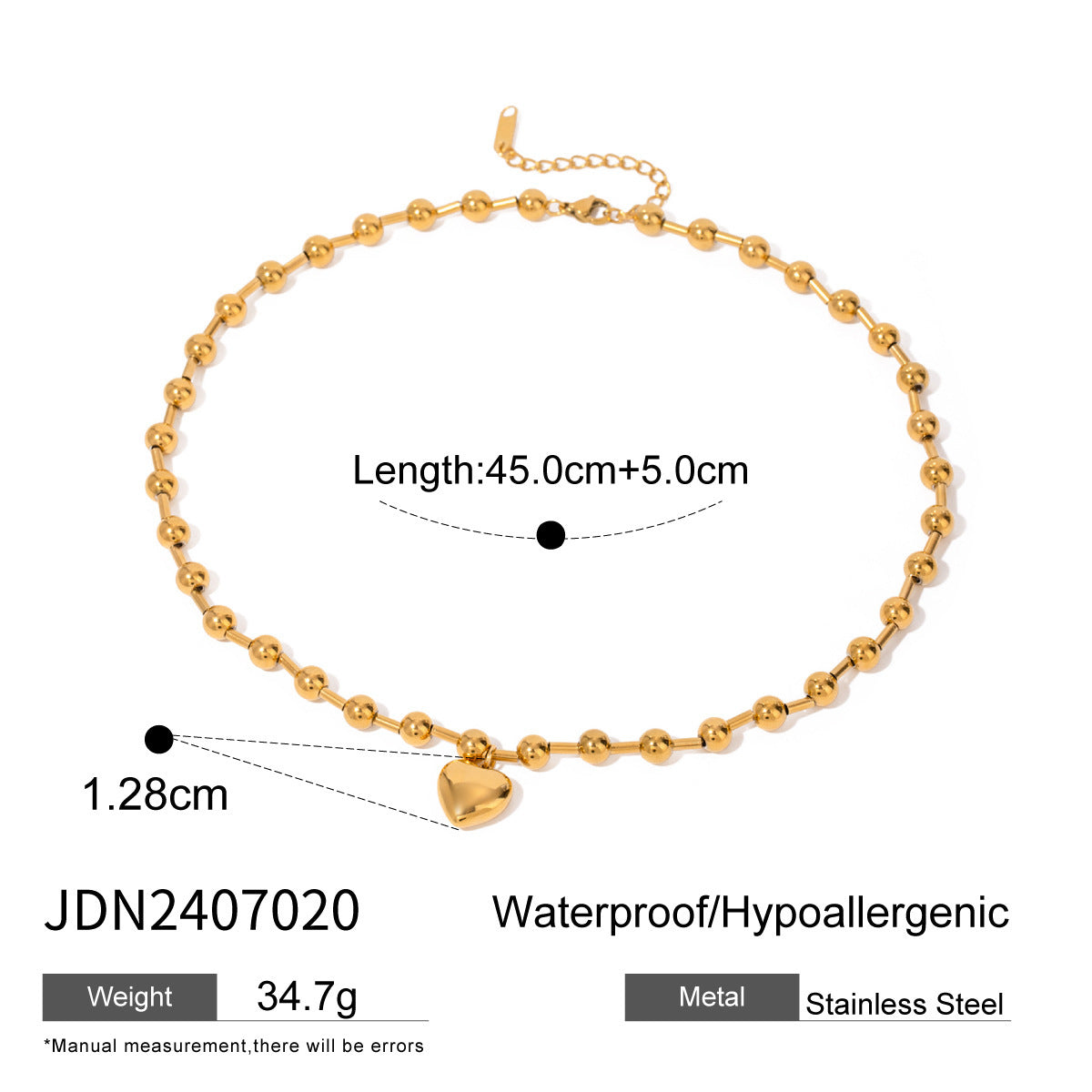 18k Golden Clavicle Beaded Love Necklace