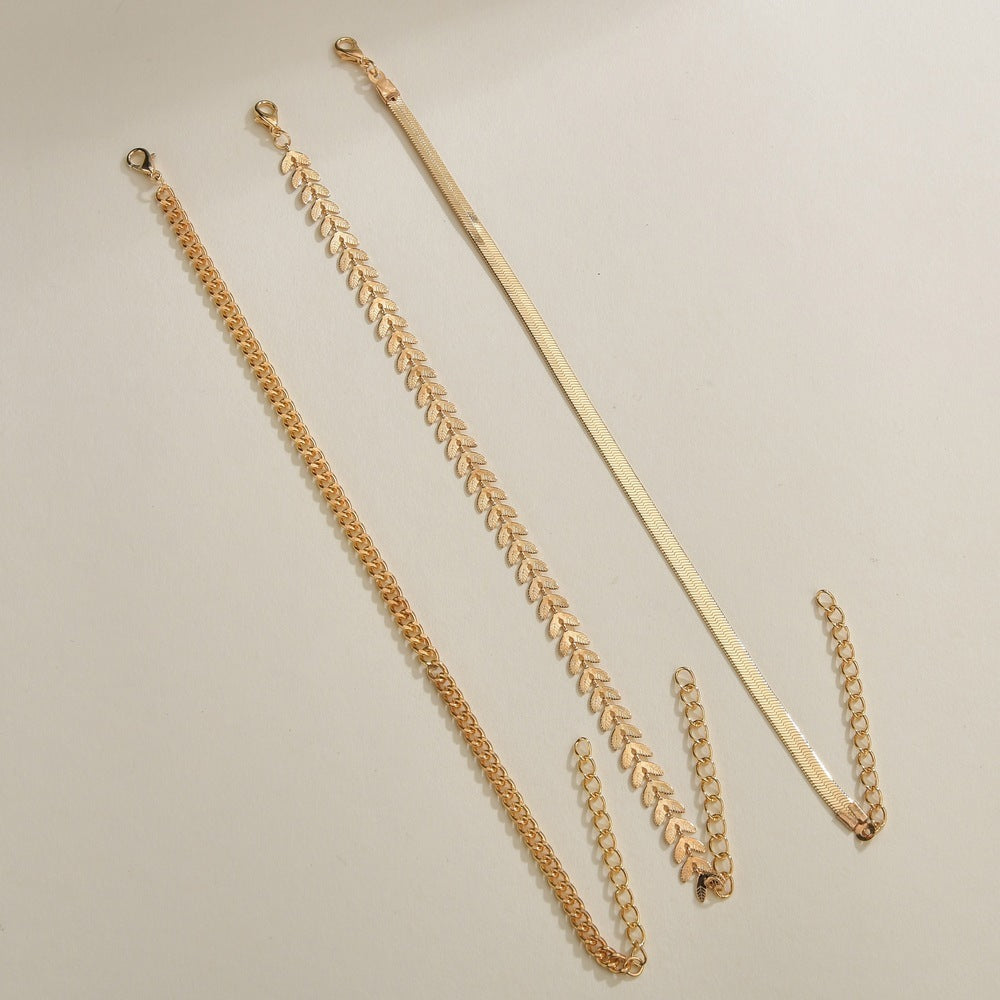 Retro Metal Chain Leaves Anklets
