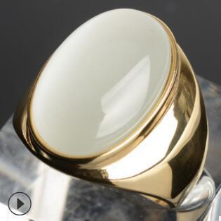 Stainless Steel Titanium Faux Opal Rings