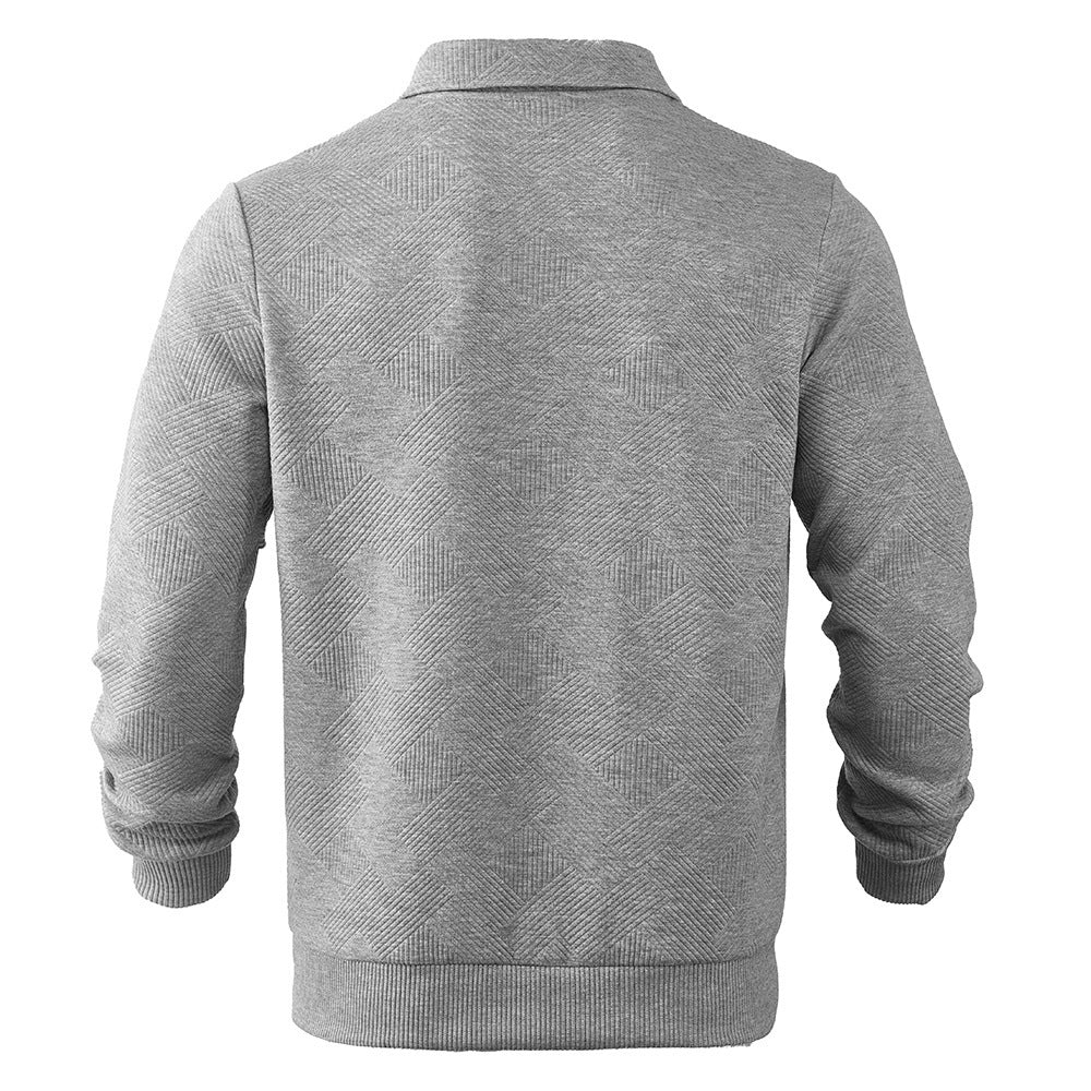 Lapel Jacquard Half-zipper Sweatshirts