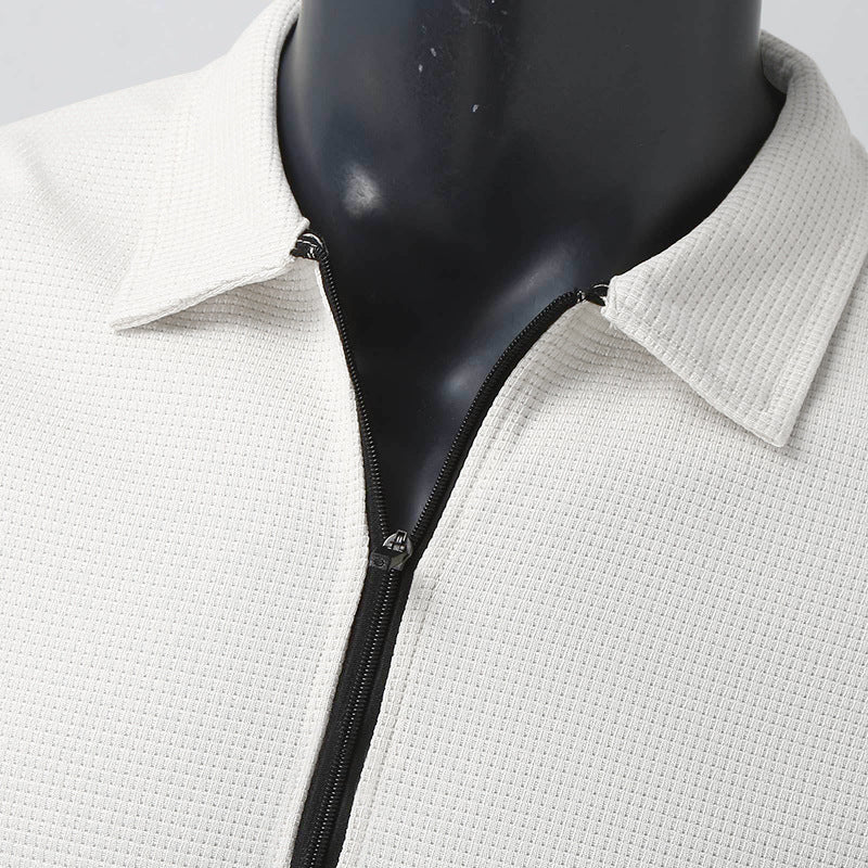 Waffle Style Zipped Lapel Track Tops