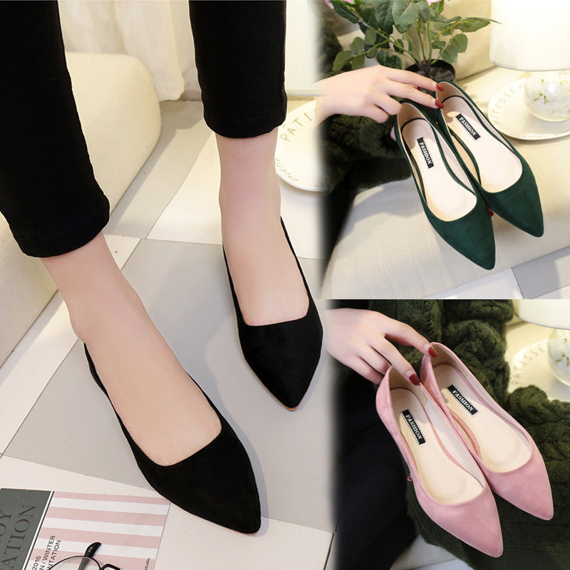 Fashion Suede Pointed Slip On Ballet Flats