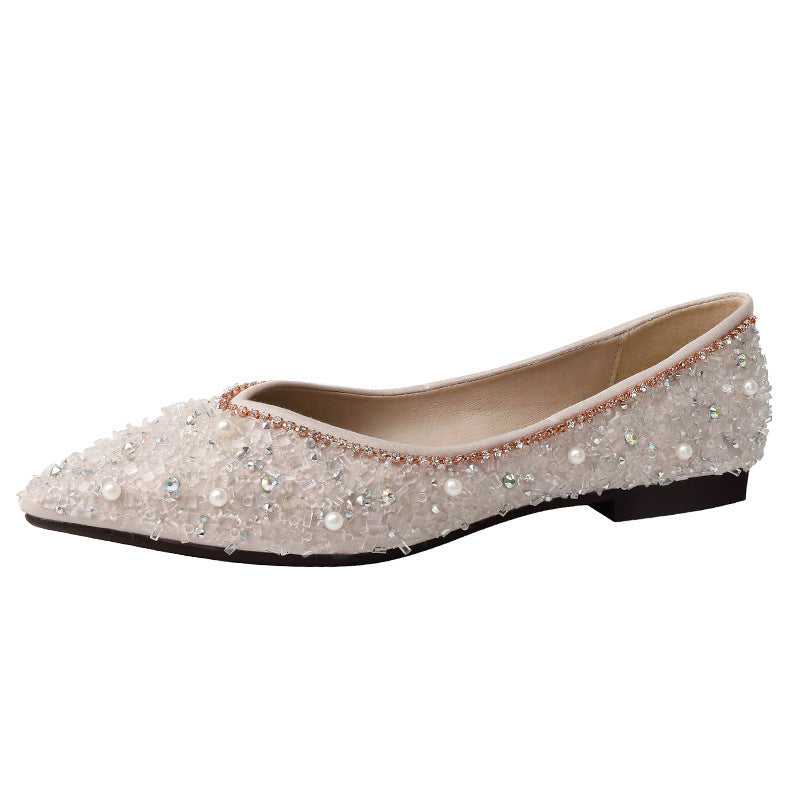 Rhinestone Pointed Soft Sole Ballet Flats