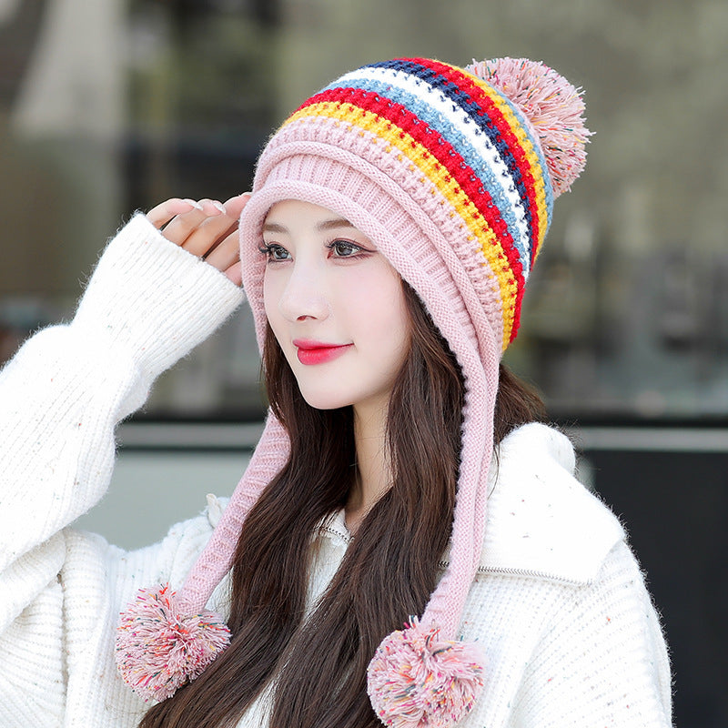 Two Layered Earflap Fleece Beanie Hats