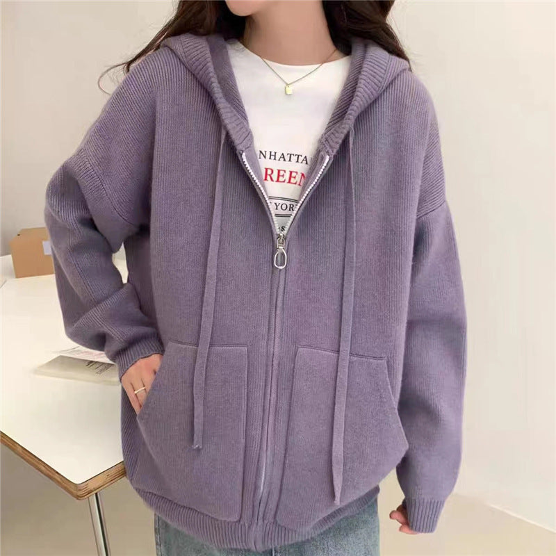 Women's Thick Knitted Zipped Hoodies