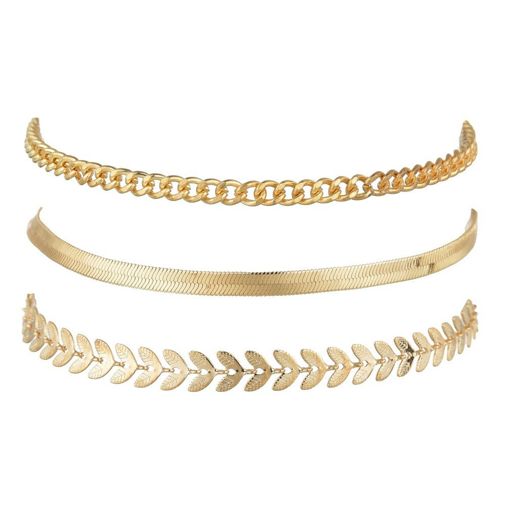 Retro Metal Chain Leaves Anklets